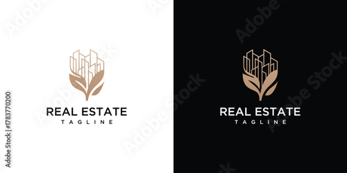 building logo design template with leaves