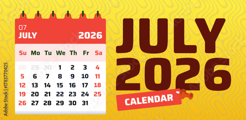 July 2025 calendar. Simple calendar layout. 2025 week start sunday format. Minimal design page. Vector artwork. Monthly date sheet for july 2025. Weekend sunday and saturday