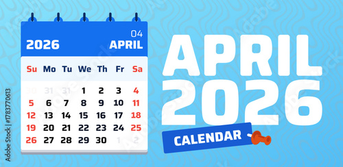 April 2025 calendar. Calendar layout. 2025 week start sunday format. Simple page design. Vector illustration. Monthly date grid for april 2025. Weekend on sunday and saturday
