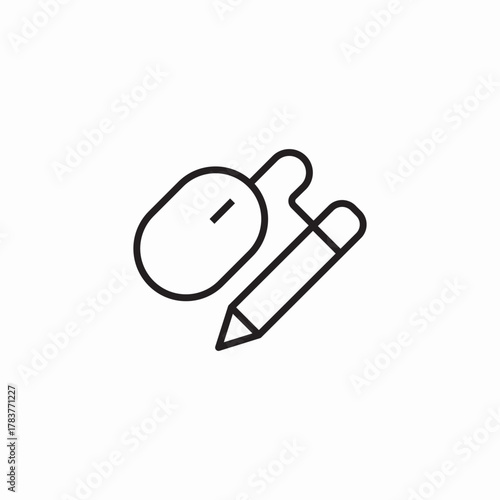 mouse pencil connect icon sign vector