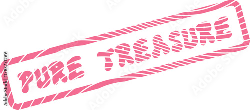 Canvas Print A precious pink Pure Treasure text within a rustic grunge styled rectangular sta