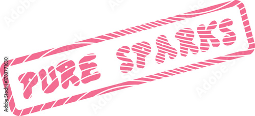 Dynamic Pure Sparks message in a vibrant pink distressed stamp graphic ideal for exciting innovative projects