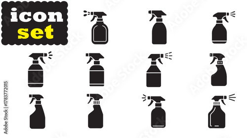Spray bottle icon Set, Spray bottle solid vector