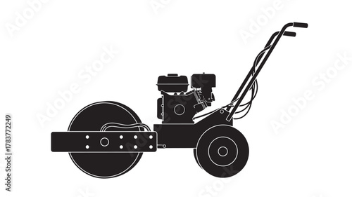 Get your construction projects rolling with this detailed illustration of a modern vibratory roller, perfect for engineering designs and infrastructure development visuals