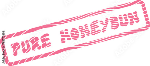 Pure Honeymoon Pink Grunge Style Decorative Emblem for Romantic Travel and Marriages