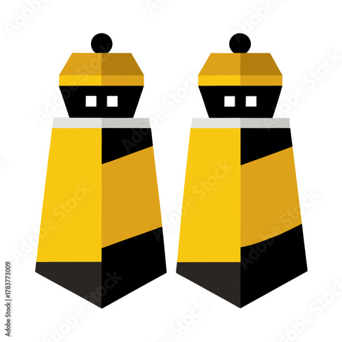 Minimalist yellow and black salt and pepper shakers vector art