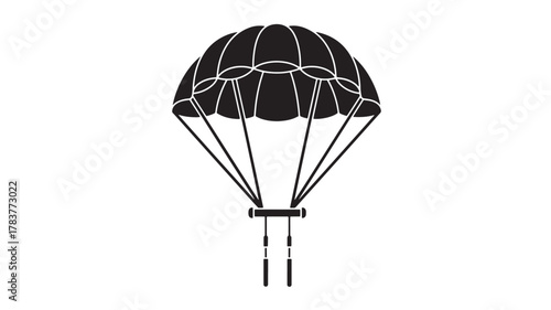 Bold parachute icon for extreme sports branding and safety campaigns, a minimalist design with maximum impact that conveys adventure, risk management, and precision