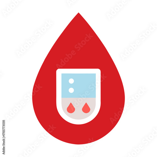 Healthcare blood test analysis icon for medical diagnostics results