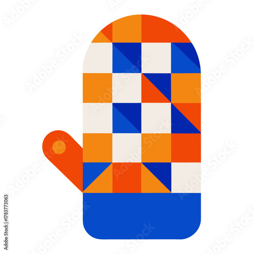 Vibrant geometric patterned oven mitt flat design kitchen icon