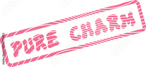 Elegant pink hand drawn stamp displaying the heartfelt phrase Pure Charm for delightful branding