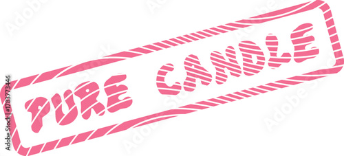 Rustic pink hand drawn stamp featuring the words Pure Candle for delightful home fragrance branding