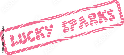 Rustic Pink Stamp Banner Showcasing the Enthusiastic Phrase Lucky Sparks for Lively Projects