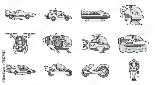 Futuristic Transportation Collection - Sci-Fi Vehicles and Personal Flight Devices.