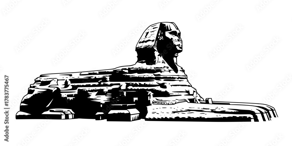 Naklejka premium Sphinx of Giza Side Profile Silhouette Flat Vector