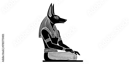 Anubis Jackal God Seated Silhouette Flat Vector Icon