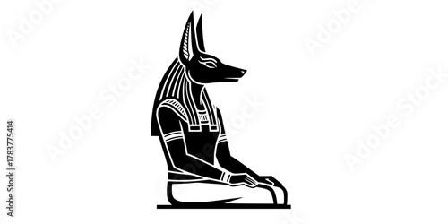 Anubis Jackal God Seated Silhouette Flat Vector Icon