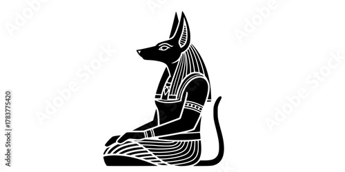 Anubis Jackal God Seated Silhouette Flat Vector Icon