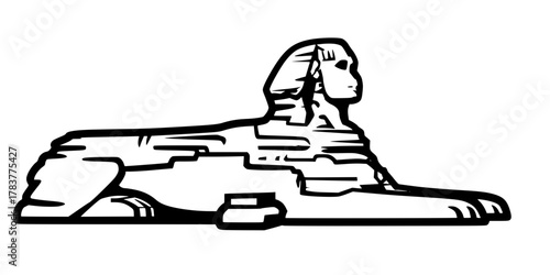 Sphinx of Giza Side Profile Silhouette Flat Vector