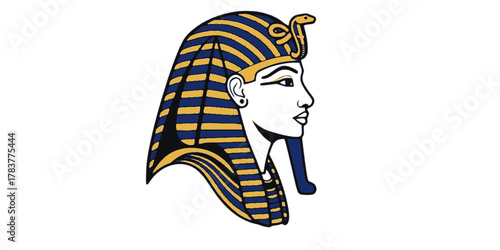 Pharaoh Nemes Headdress Uraeus Minimalist Line Art Vector