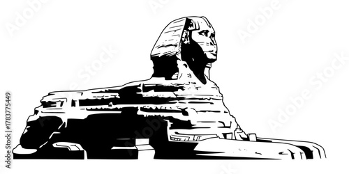 Sphinx of Giza Side Profile Silhouette Flat Vector