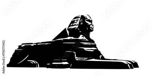 Sphinx of Giza Side Profile Silhouette Flat Vector