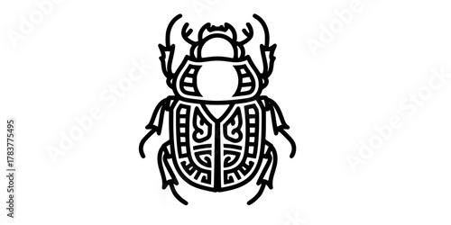 Scarab Beetle Symmetrical Khepri Flat Vector Icon