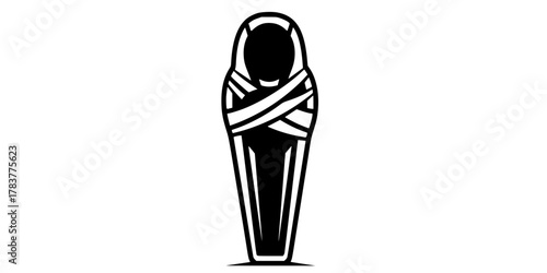 Mummy Sarcophagus Tapered Silhouette Flat Vector