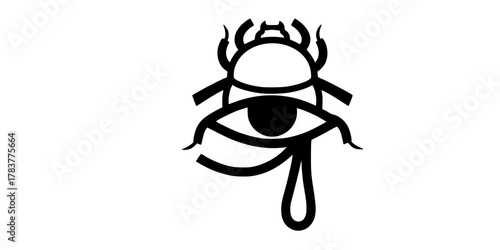 Wadjet Eye Scarab Beetle Blend Minimalist Line Art Vector