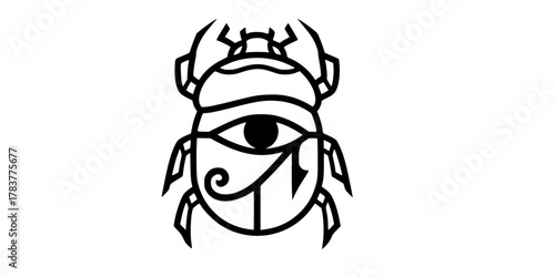 Wadjet Eye Scarab Beetle Blend Minimalist Line Art Vector