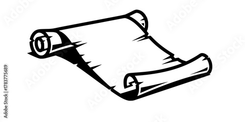 Papyrus Scroll Partially Rolled Simple Flat Vector