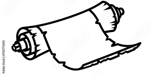 Papyrus Scroll Partially Rolled Simple Flat Vector