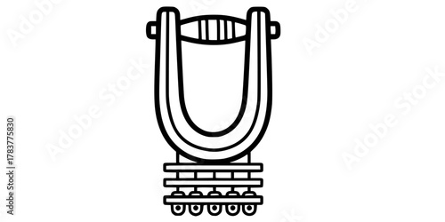 Sistrum Instrument Joy Ritual Minimalist Line Art Vector