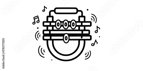 Sistrum Instrument Joy Ritual Minimalist Line Art Vector