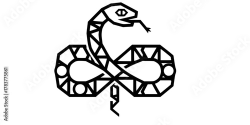 Ouroboros Snake Eating Tail Simple Geometric Flat Vector