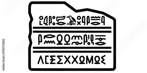 Rosetta Stone Fragment Simple Text Blocks Flat Vector Icon