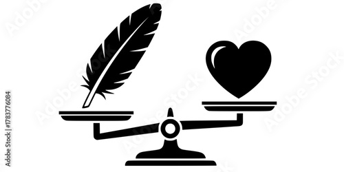 Ma'at Feather Balancing Heart Soul Flat Vector Icon