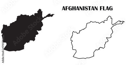 Afghanistan map silhouette and outline for geographical studies