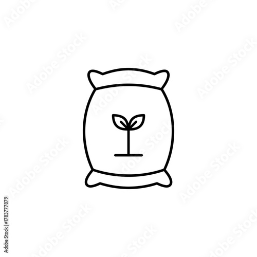 Simple sack icon with seedling sprout, symbolizing growth and agriculture, perfect for eco-friendly products and sustainable farming initiatives