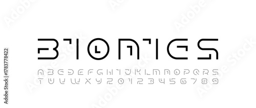 Modern font thin alphabet from segment line, minimal technology style letters, and numbers, vector illustration 10EPS