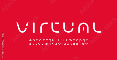 Modern font alphabet, technology letters and numbers, vector illustration 10EPS