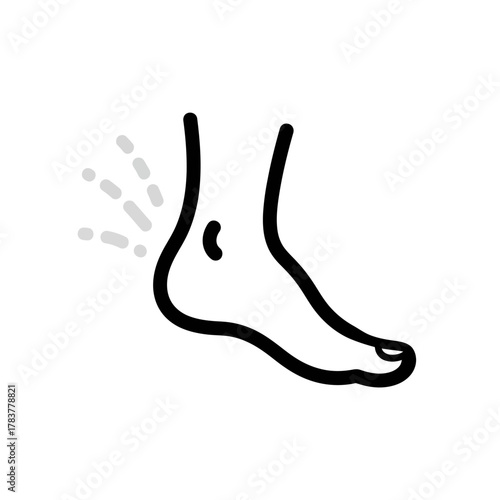 Human foot line art icon showing ankle pain or injury discomfort.