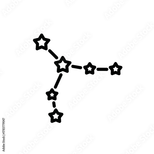 Minimalist black outline illustration of the Cancer zodiac constellation, featuring connected stars.
