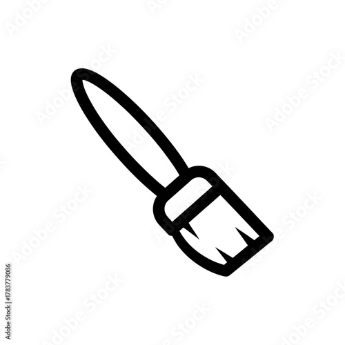 Minimalist black outline paintbrush icon, artistic tool for creative design.