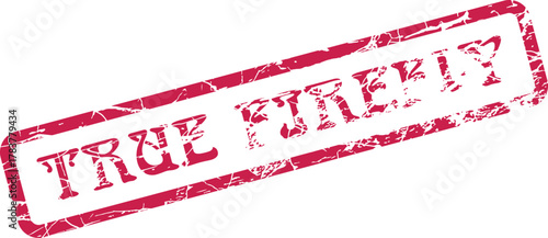 This is a distinct red grunge rubber stamp conveying the liberated message TRUE FREELY for design projects