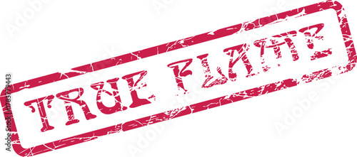 Distressed red rubber stamp featuring True Plenty text, perfect for signifying abundance and authenticity