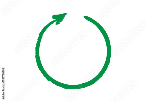 Flecha verde en círculo de trazo verde