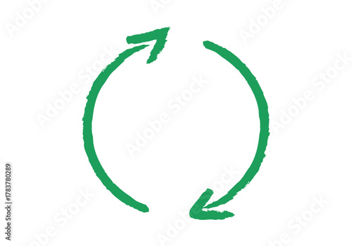 Flecha verde en círculo de trazo verde