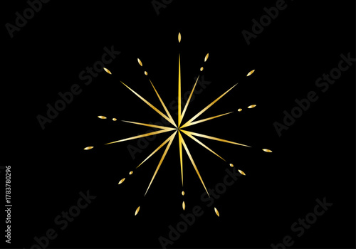 Destello dorado en fondo negro con trazo