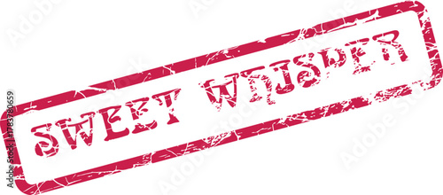 Red grunge rubber stamp mark with sweet whisper message indicating intimate communication