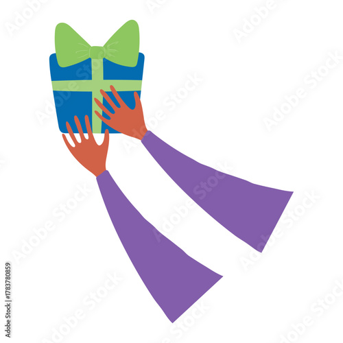 One of three kings hands with isolated on transparent background. Hand drawn flat vector illustration. Epiphany, Three Kings Day, Christmas design element, holiday clip art